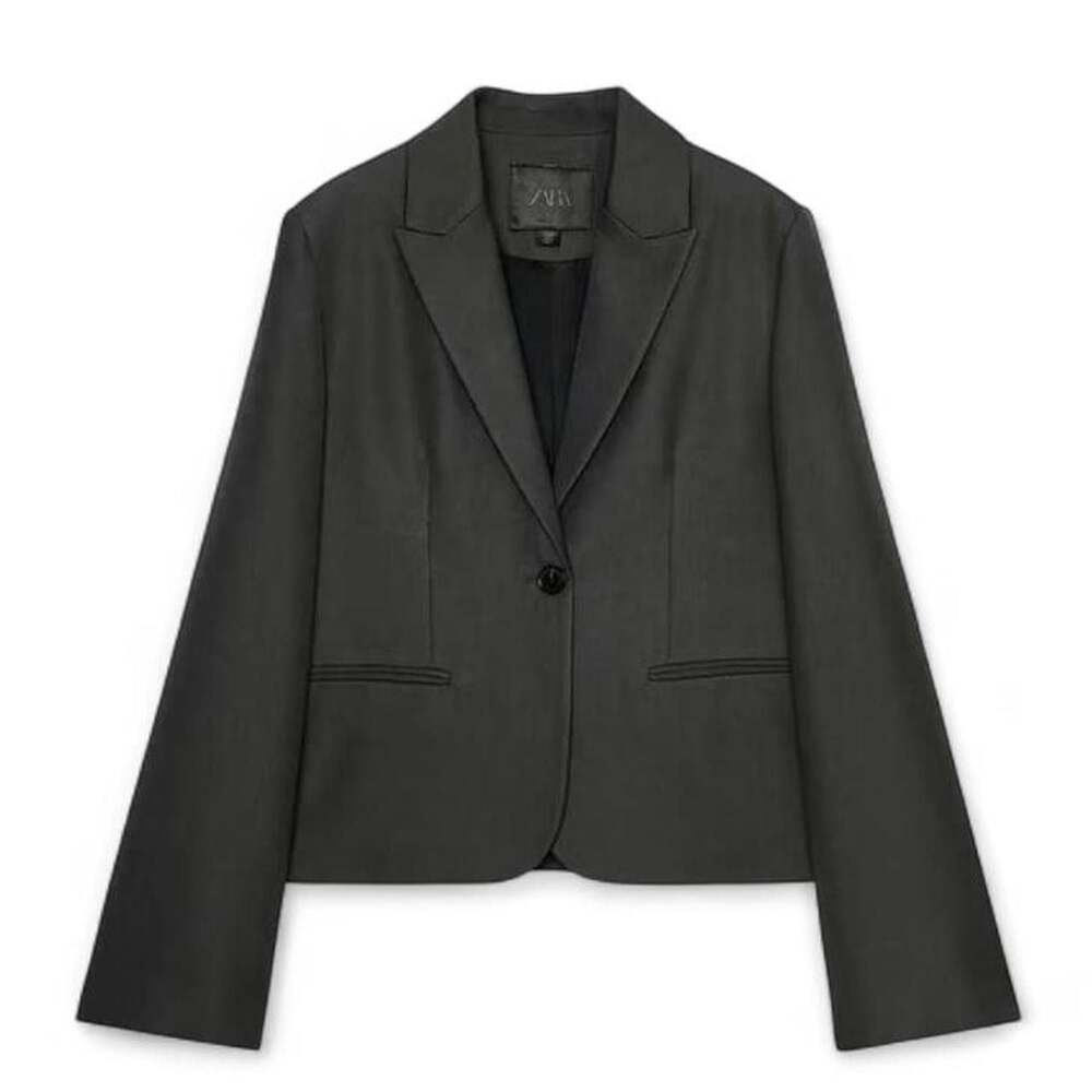 Zara ZW Straight Cut Blazer Khaki